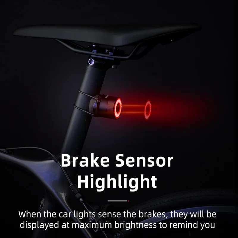 Luce Posteriore USB Impermeabile per Bicicletta con Sensore di Frenata Smart
