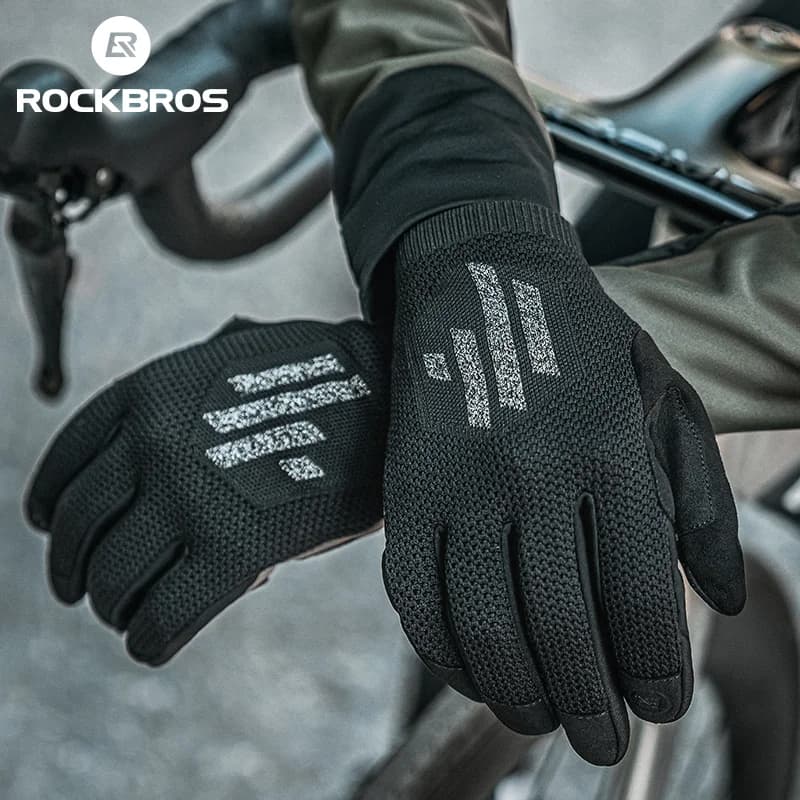 Guanti da Ciclismo Intere Dita Traspiranti in Maglia con Touchscreen