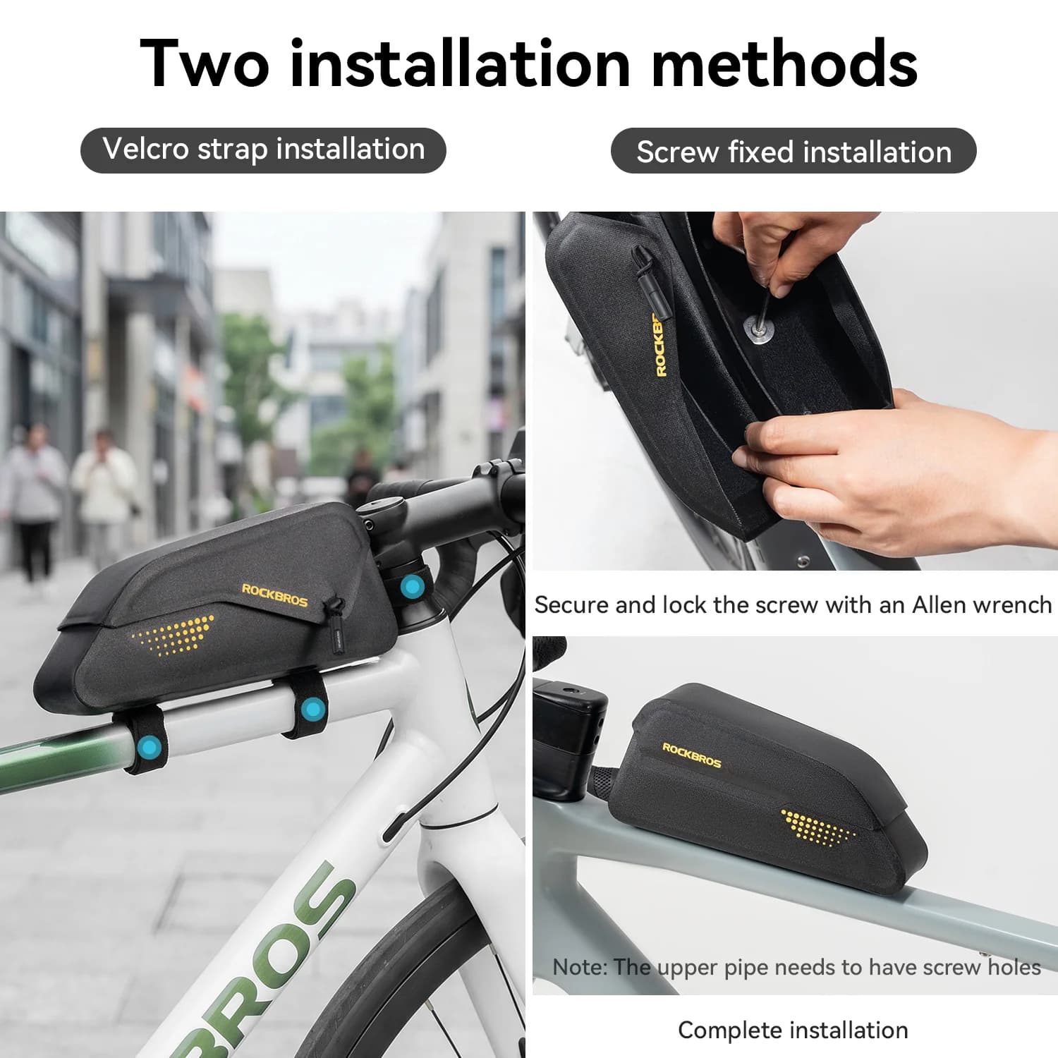 Borsa da bici impermeabile con telaio frontale magnetico 0,8L