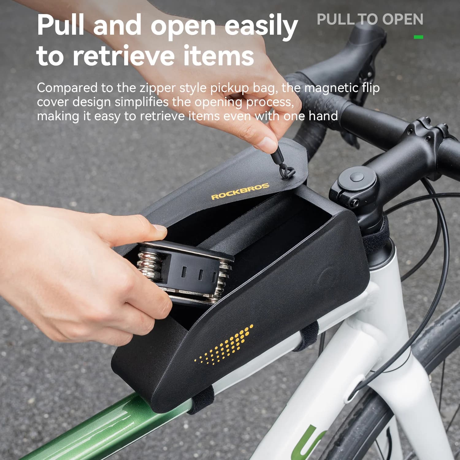 Borsa da bici impermeabile con telaio frontale magnetico 0,8L