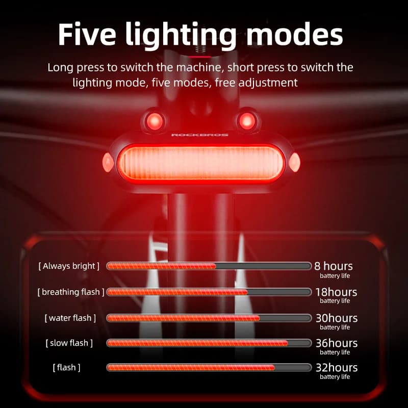 Luce Posteriore Intelligente con Sensore Freno, Impermeabile IPX6, USB-C