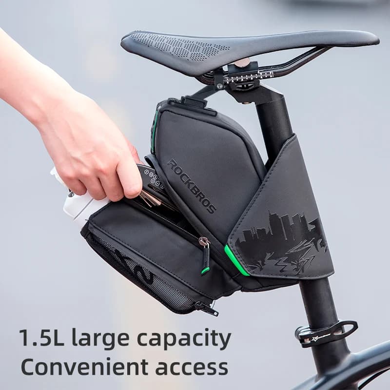 Borsa da sella posteriore per bicicletta impermeabile grande capacità 1,5L