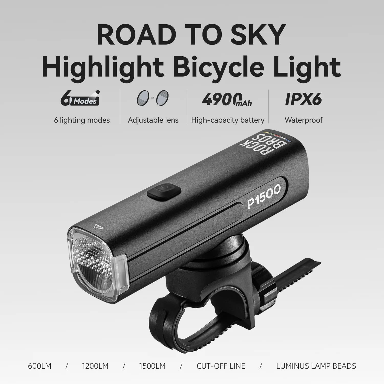 Luce anteriore per manubrio bici MTB e da strada ad alta luminosità