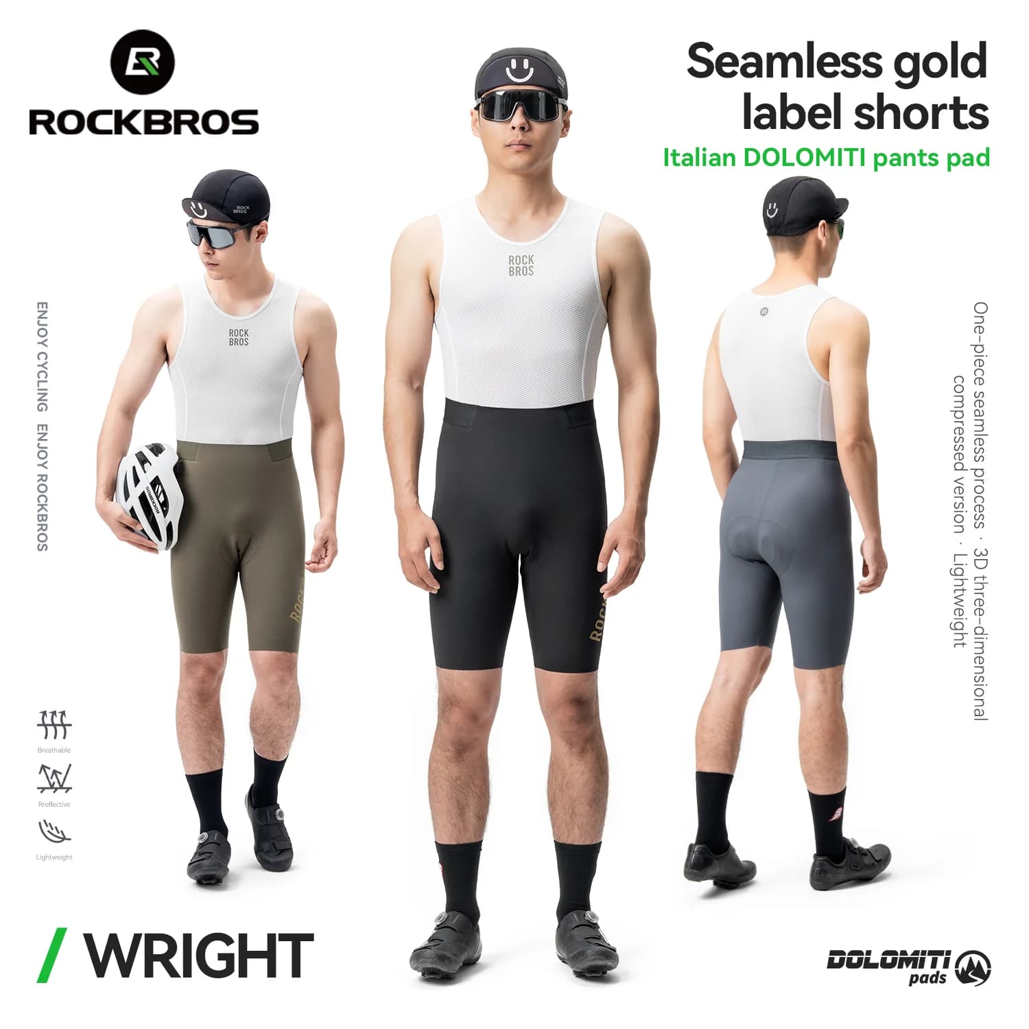 Pantaloncini da ciclismo da uomo senza cuciture con imbottitura traspirante