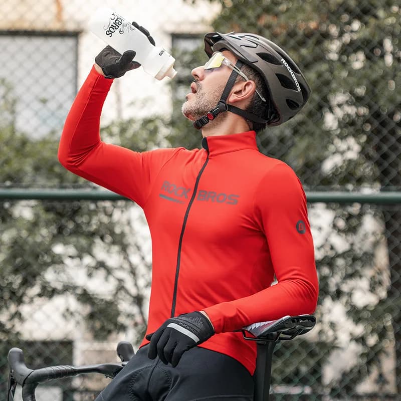 Giacca da Ciclismo Invernale a Maniche Lunghe in Pile Termico