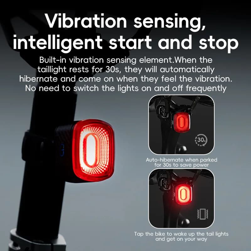 Luce Posteriore Bicicletta USB Ricaricabile con Sensore Frenata Intelligente