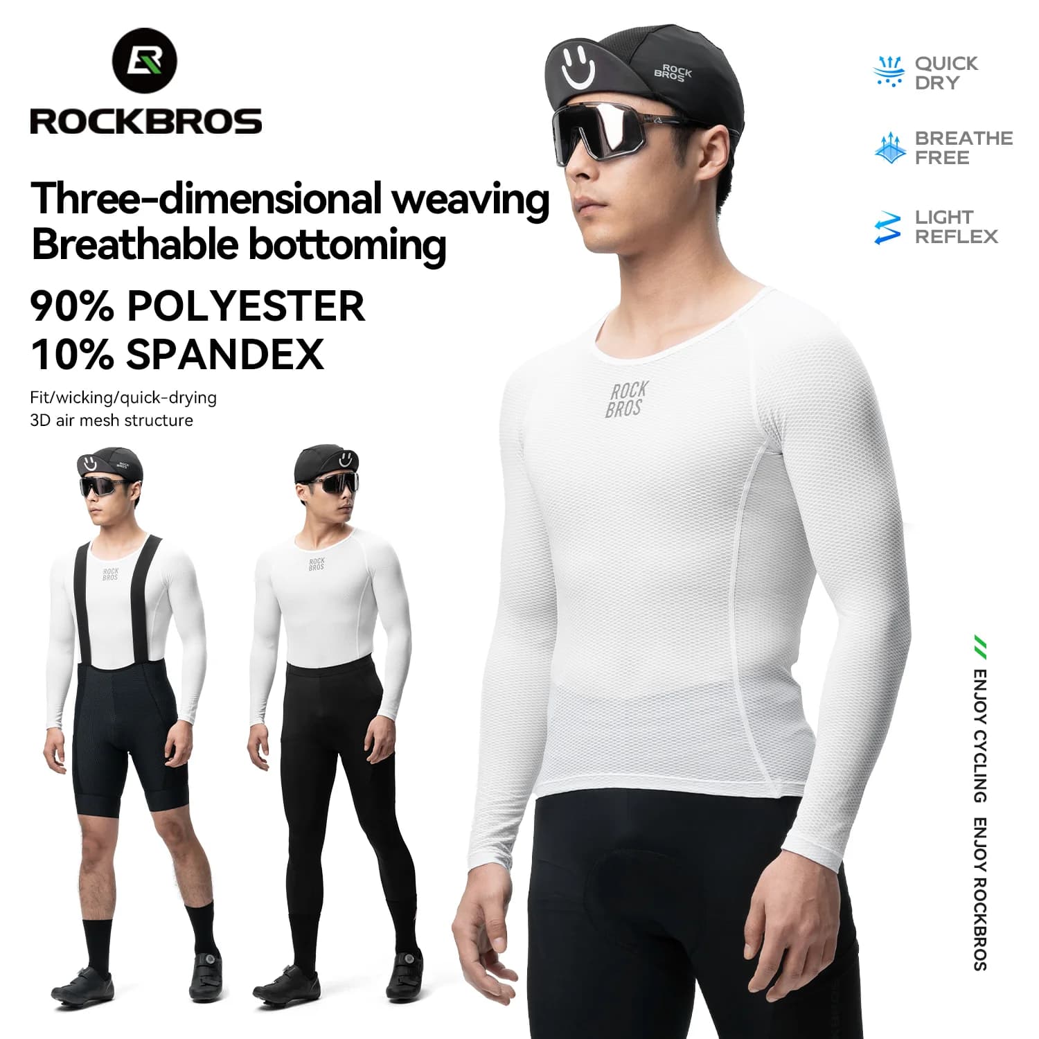 Maglia intima manica lunga traspirante ad asciugatura rapida da uomo per ciclismo